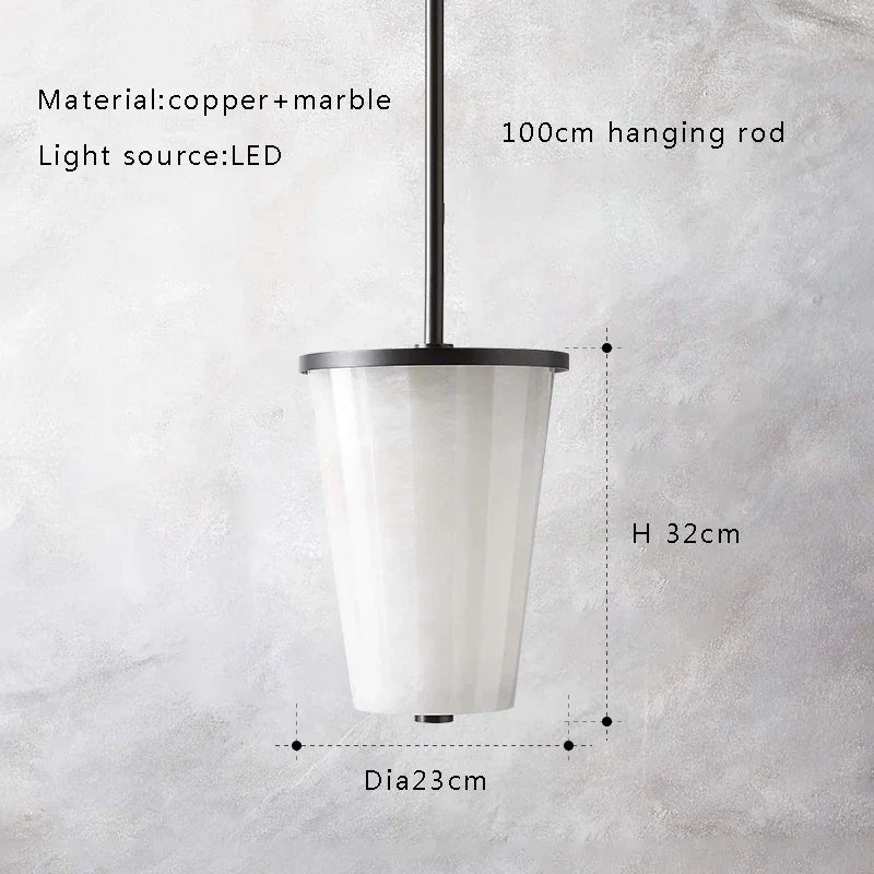 Afralia™ Modern Luxury Marble Pendant Lamp All Copper Real Marble Hanging Lamps for Dining Room