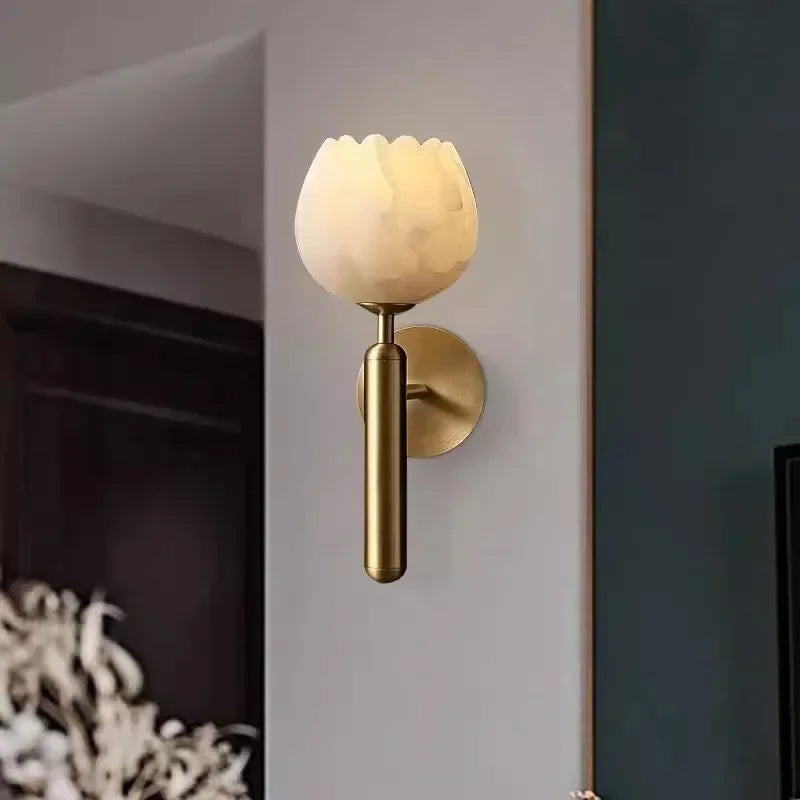 Afralia™ Flower Marble Wall Sconce Light for Bedroom and Living Room