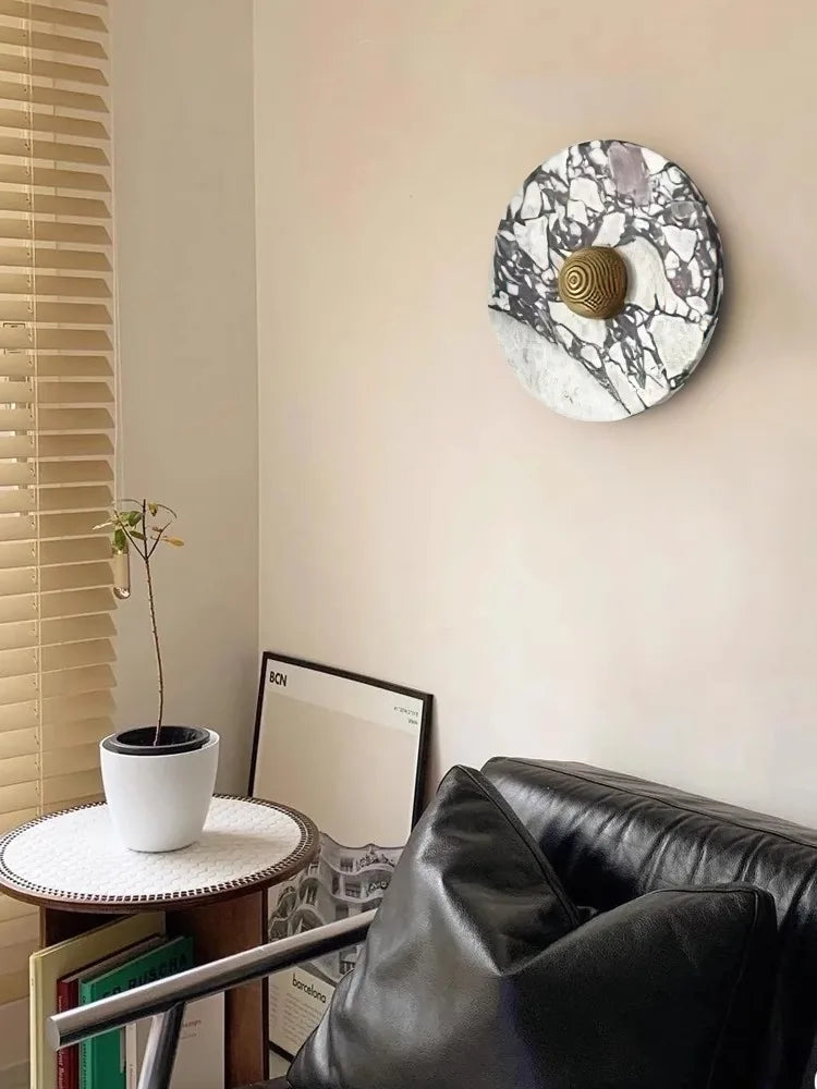 Afralia™ Nordic Marble Wall Lamp: Stylish LED Stone Lights for Bedroom and Corridor