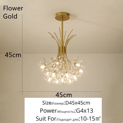 Afralia™ Crystal Bionic Petals Chandelier for Living Dining Bedroom Hall Hotel Decor