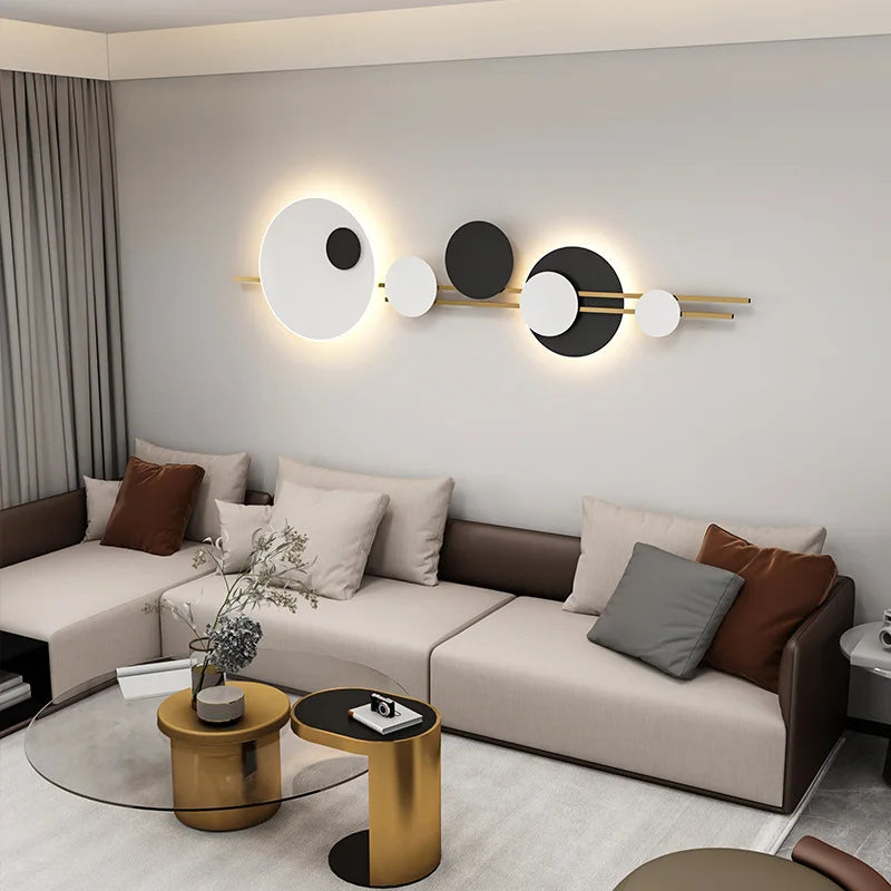 Afralia™ Round Metal LED Wall Light, 3 Dimming Options, 120cm for Foyer, Office, Dining Room