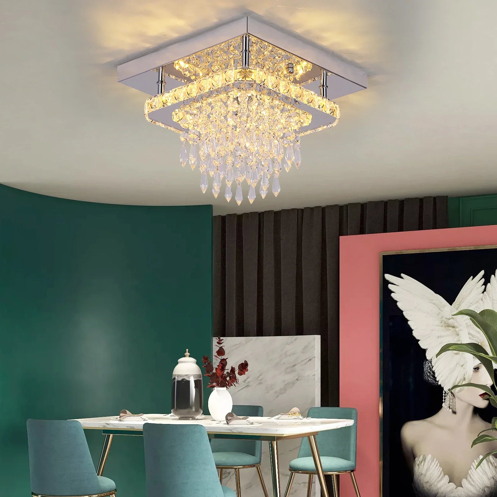 Afralia™ Crystal LED Pendant Chandelier for Dining Living Room Decor