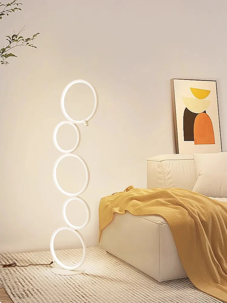 Afralia™ Modern Five-Ring LED Floor Lamp for Living Room and Bedroom