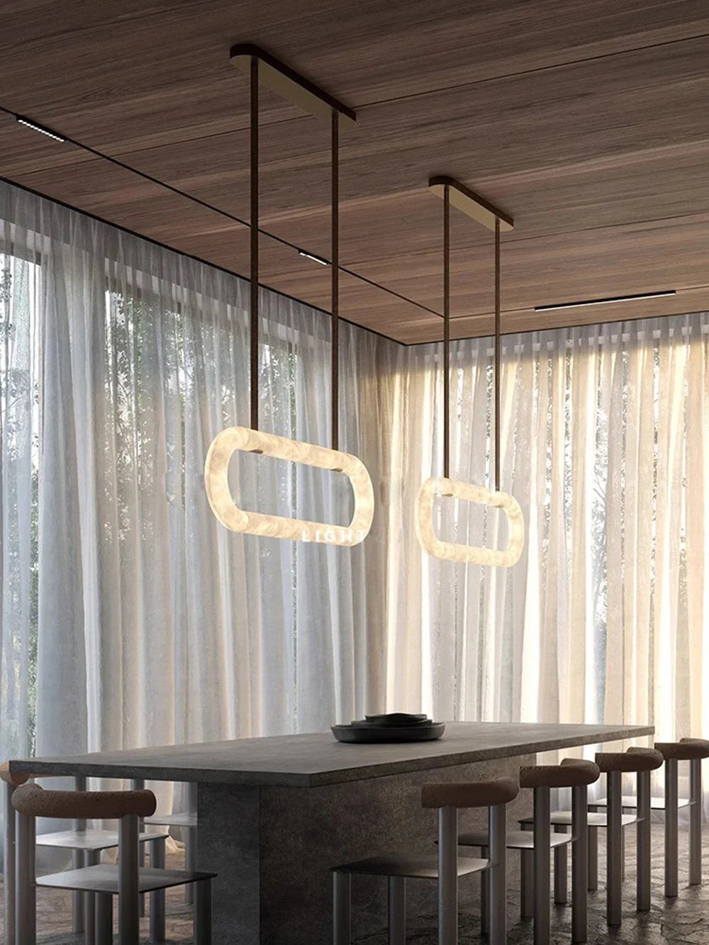 Afralia™ Oval Ring Dolomite Leather Pendant Light - Modern Adjustable Decorative Fixture