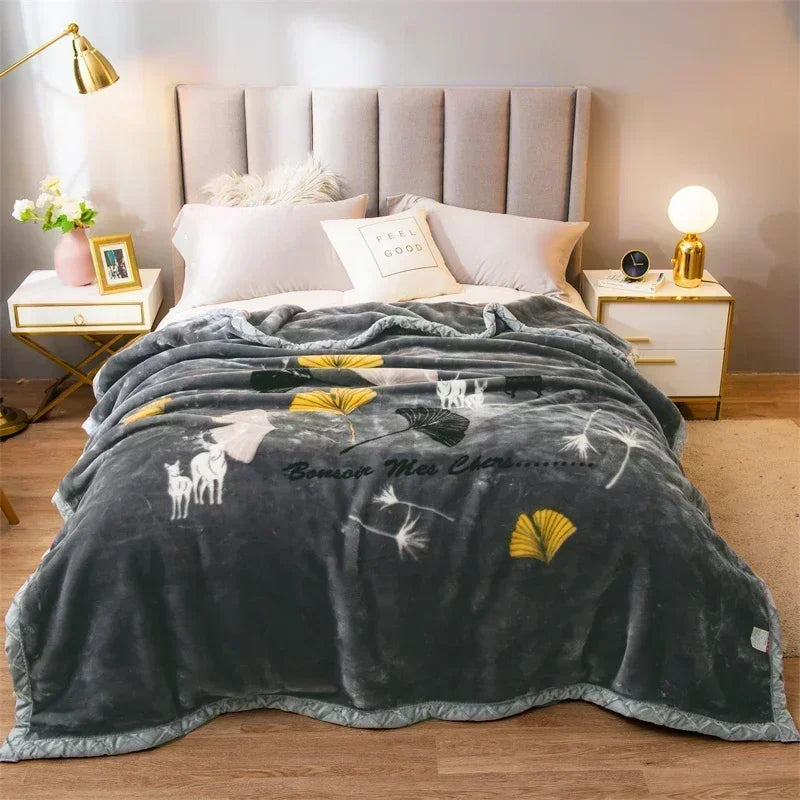 Luxury Raschel Blanket for Winter by Afralia™: Super Soft, Warm, Antistatic Skin-Friendly Weighted Duvet