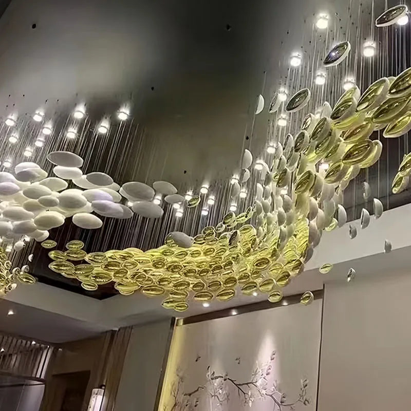 Afralia™ Modern Glass Chandelier for Hotels, Villas & Spiral Staircases