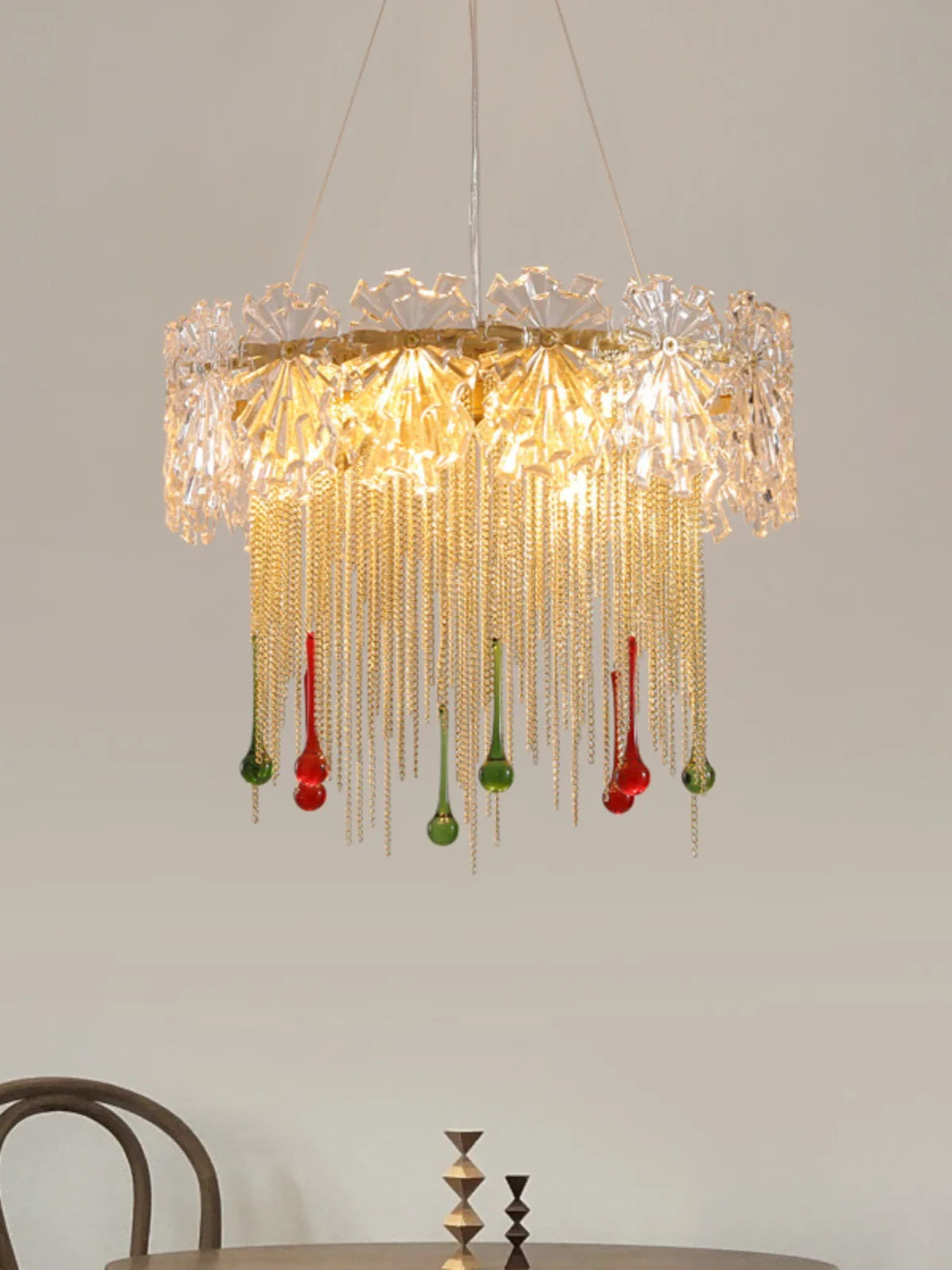 Afralia™ Water Drop Crystal Tassel Chandelier LED Pendant Light Luxe Fixture