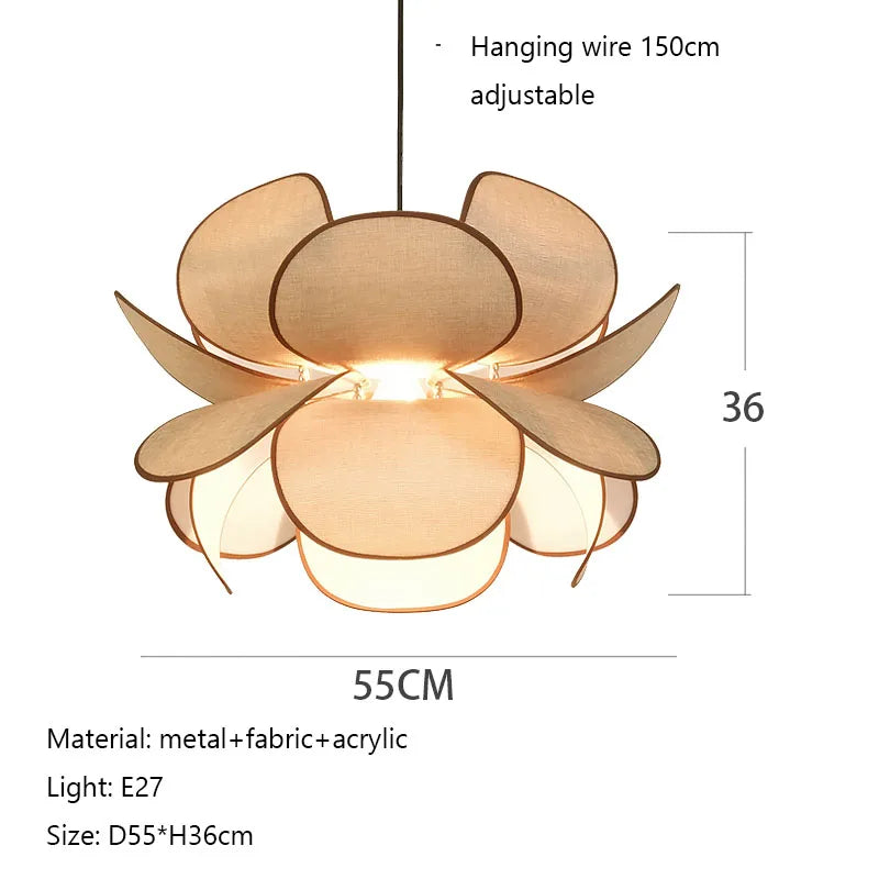 Afralia™ Wabi Sabi Fabric Petals LED Chandelier Pendant Lights, Home Decor Hanging Lamp