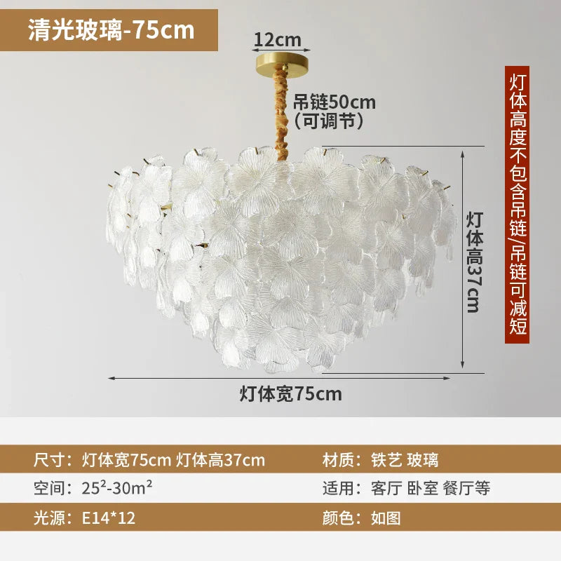 Afralia™ Crystal Glass Flower Chandelier - Modern French Style for Living Room, Bedroom, Dining Room