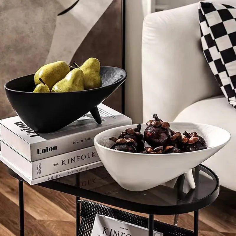 Afralia™ Ceramic Fruit Plate Snack Dish Irregular High Tray Home Decoration