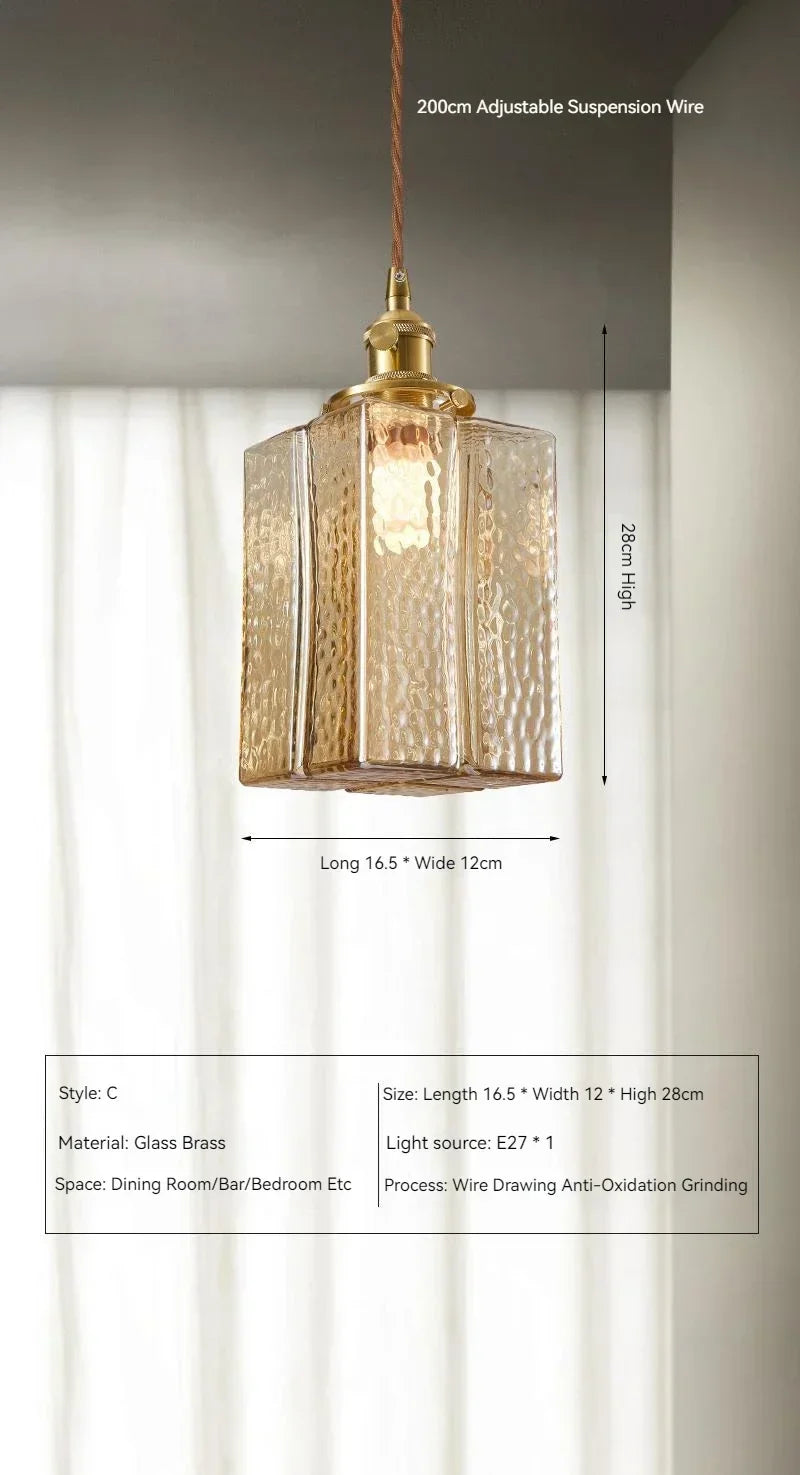 Afralia™ Vintage Brass Glass Pendant Lamp Rustic LED Ceiling Chandeliers
