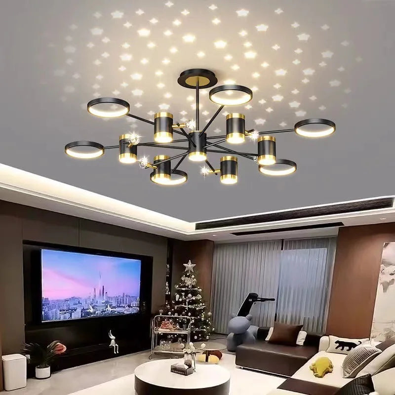 Afralia™ Starry Sky LED Chandelier: Modern Romantic Living Room Bedroom Ceiling Lamp.