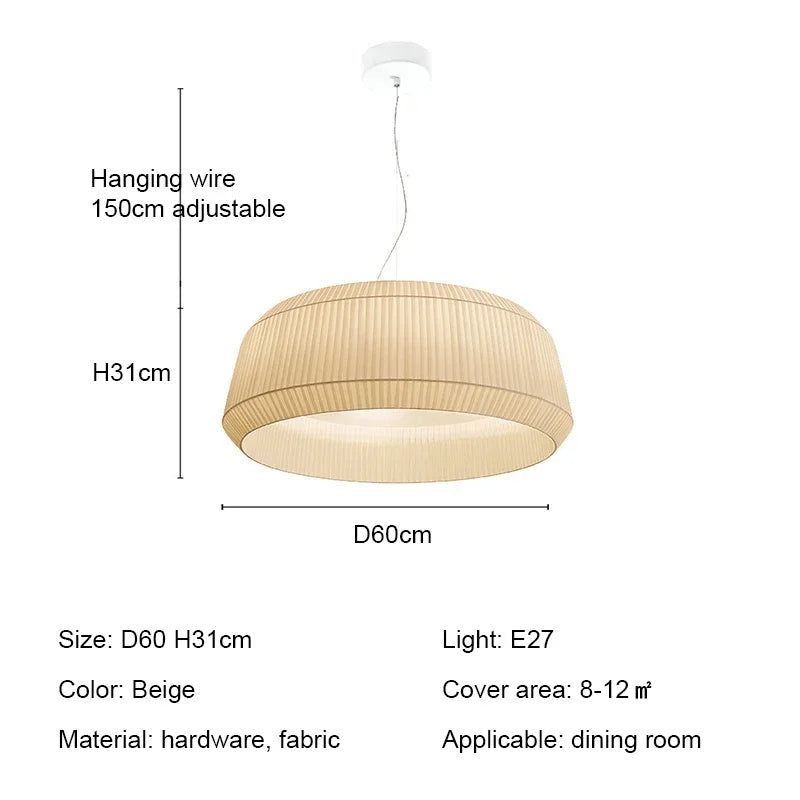 Afralia™ Pleated Fabric LED Pendant Lights - Minimalist Nordic Chandelier for Living Room