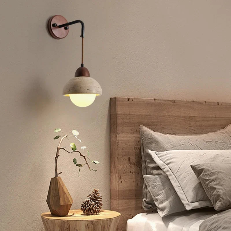 Afralia™ Wire LED Wall Lamp Yellow Travertine White Glass Nordic Stair Light