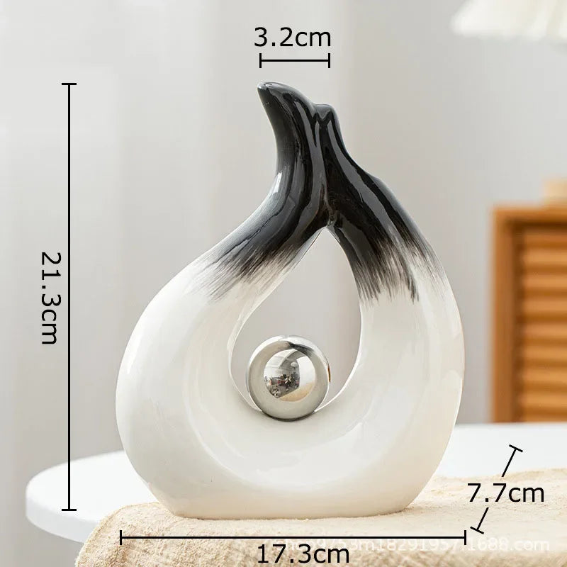 Afralia™ Silver Ball Ceramic Vase for Desk Decor with Artificial Flowers