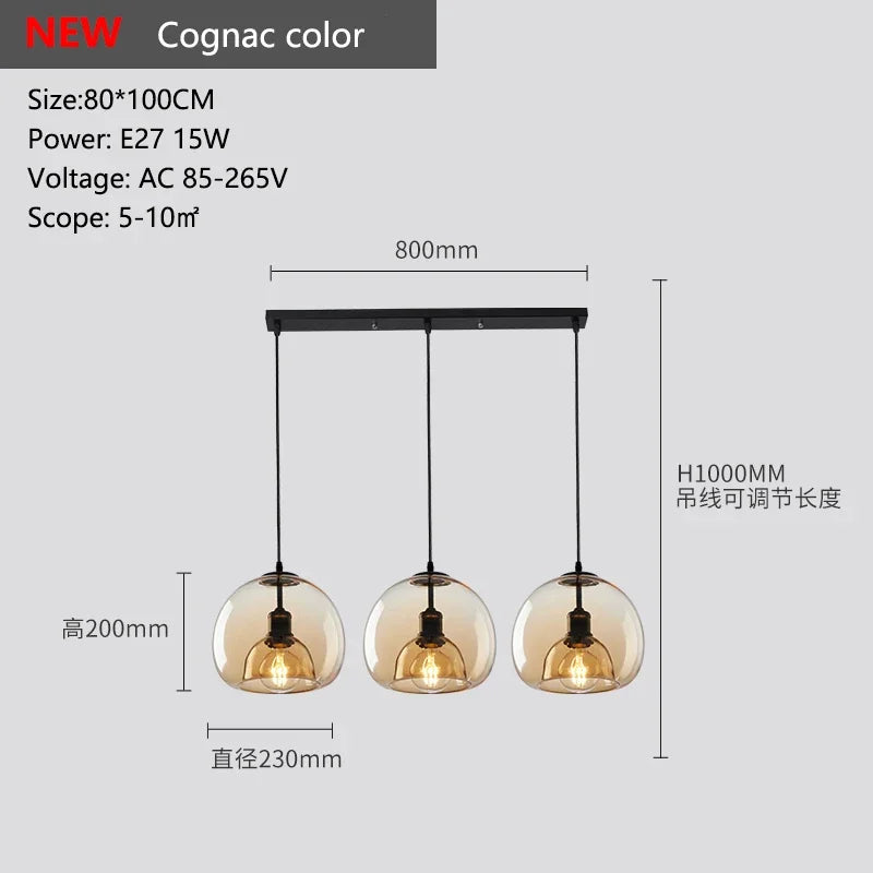 Afralia™ Modern Black Glass LED Chandelier Pendant Lamp for Living Room Kitchen Bedroom