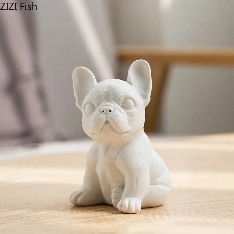 Afralia™ French Bulldog Ceramic Sculpture Miniature Figurine Desk Decoration Ornament