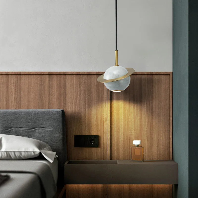 Afralia™ Emerald-Green Marble LED Pendant Lamp for Modern Spaces