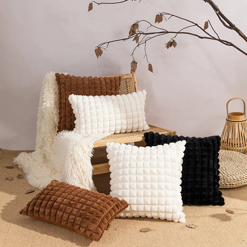 Afralia™ Plush Cushion Cover Nordic Style Home Sofa Pillow Case 45x45/30x50cm