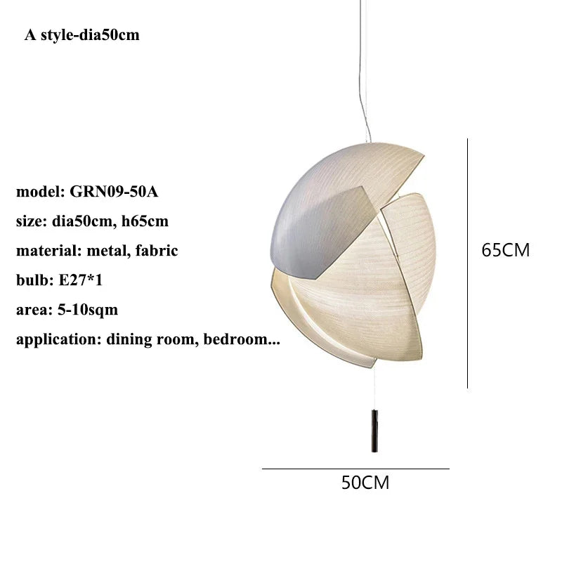 Afralia™ VOILES Fabric Pendant Lamp, Handmade Japanese Wabi Sabi Light for Living Room and Kitchen