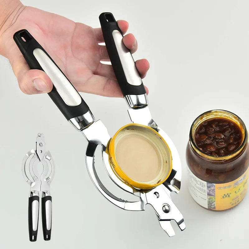 Afralia™ Stainless Steel Can Opener & Bottle Opener with Anti-slip Grip