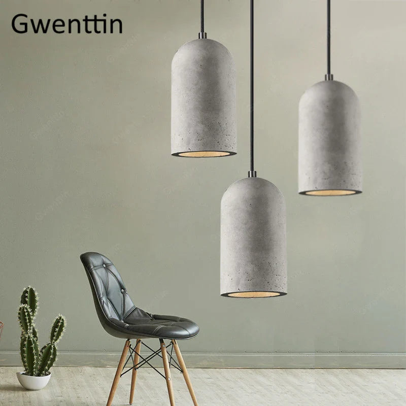 Afralia™ Cement Pendant Lamp: Vintage LED Hanging Light for Dining Room and Cafe