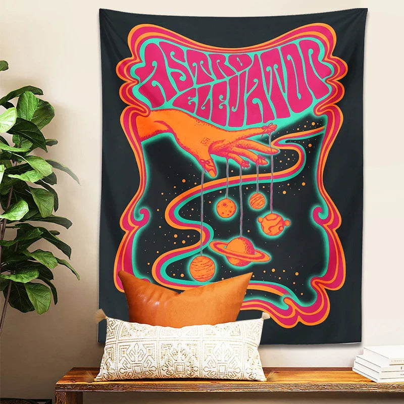 Psychedelic Planet Tapestry Wall Art Hanging for Boho Home Decor by Afralia™