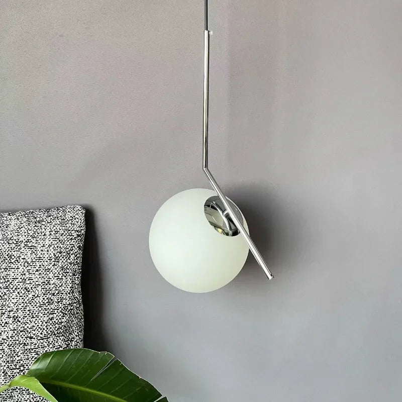 Afralia™ Glass Ball Pendant Light Fixture Modern Hanging Lamp for Bedroom Dining Room