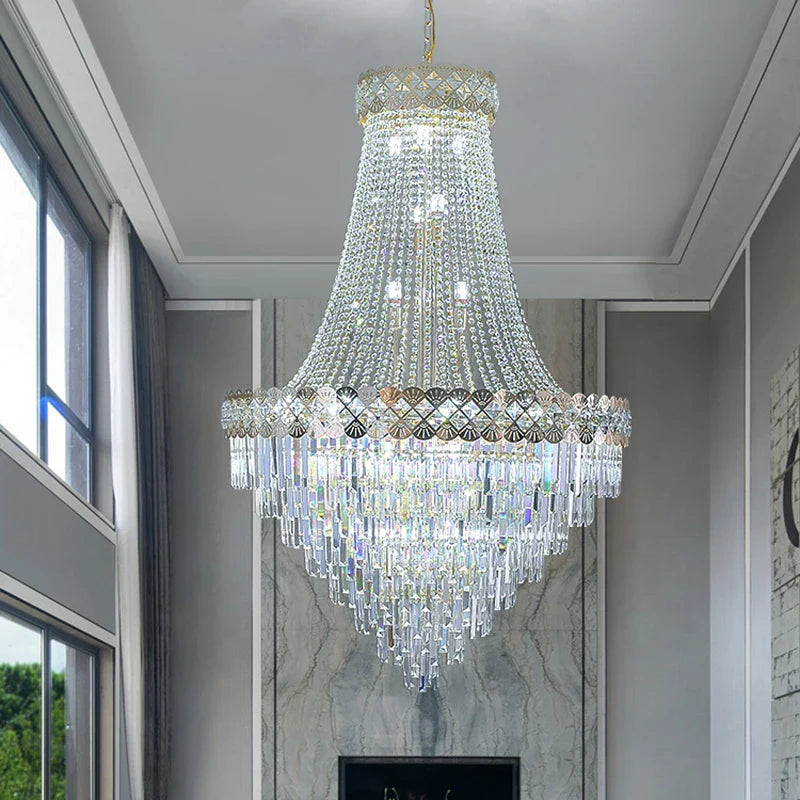 Afralia™ Crystal Chandelier Villa Living Room Modern Light Luxury Hotel Lobby Elegant Staircase