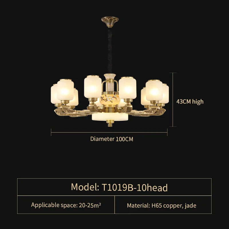 Afralia™ Vopper Jade Lamp: Modern Chinese Chandelier for Living & Dining Rooms