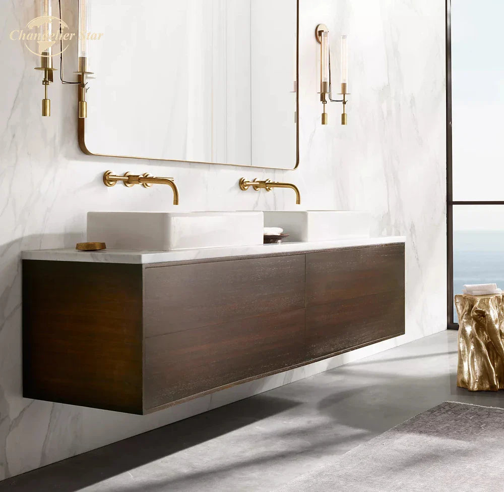 Afralia™ Glass Double Sconce LED Wall Light Retro Fixture Lighting