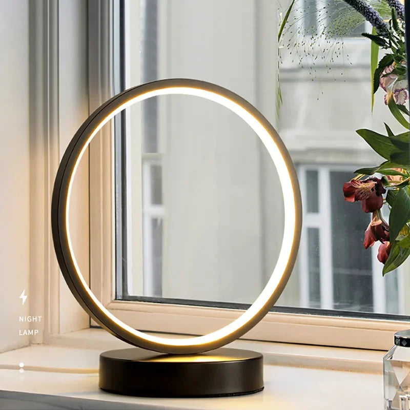 Afralia™ Modern LED Table Lamp: Sleek Circular Design for Bedroom and Study Room