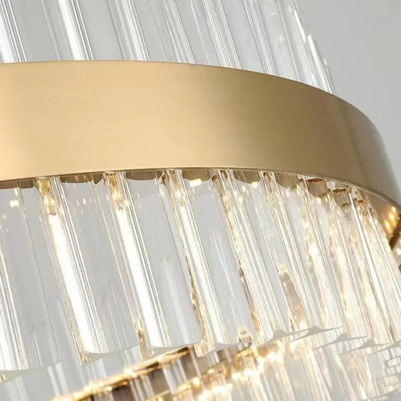 Afralia™ LED Crystal Pendant Light: Modern Nordic Round Chandelier with Dimmable Gold Finish