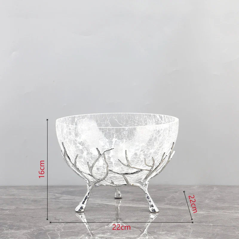 Afralia™ Golden Branches Glass Bowl Set for Home Kitchen Desserts and Snacks