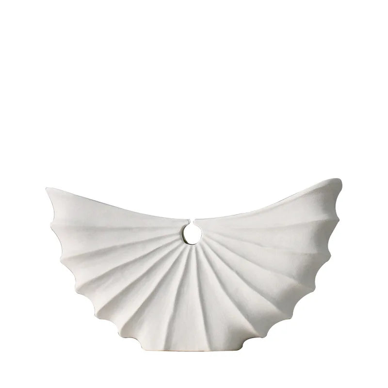 Afralia™ Geometric Scallop Ceramic Vase Sea Shell Handmade Flower Pot Home Decor