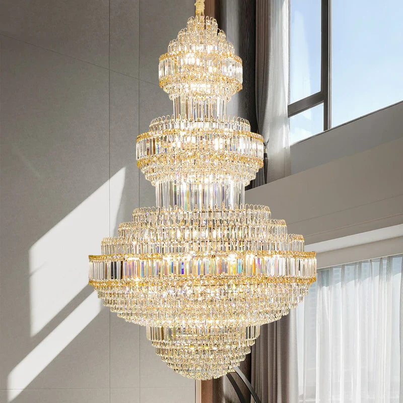 Afralia™ Crystal Villa Chandelier: Luxe European Duplex Hall Lighting - Elegant Living Room Decor