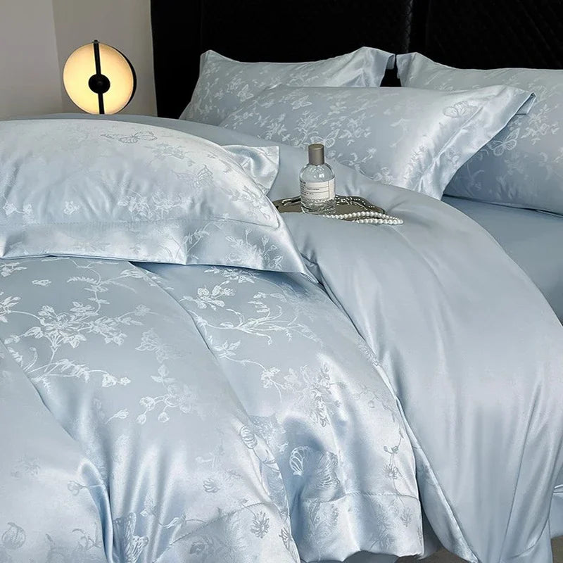 Afralia™ Silk Jacquard Bedding Sets - Luxury Comforter Cover for Double Bed