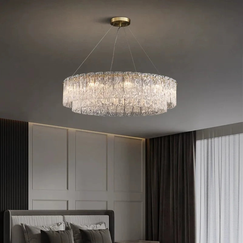 Afralia™ Clear Glass LED Chandelier: Modern Luxury Living Room Art Deco Ceiling Light
