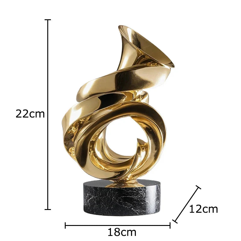 Afralia™ Twisted Line Gold Sculpture: Modern Desk Decor & Room Aesthetics