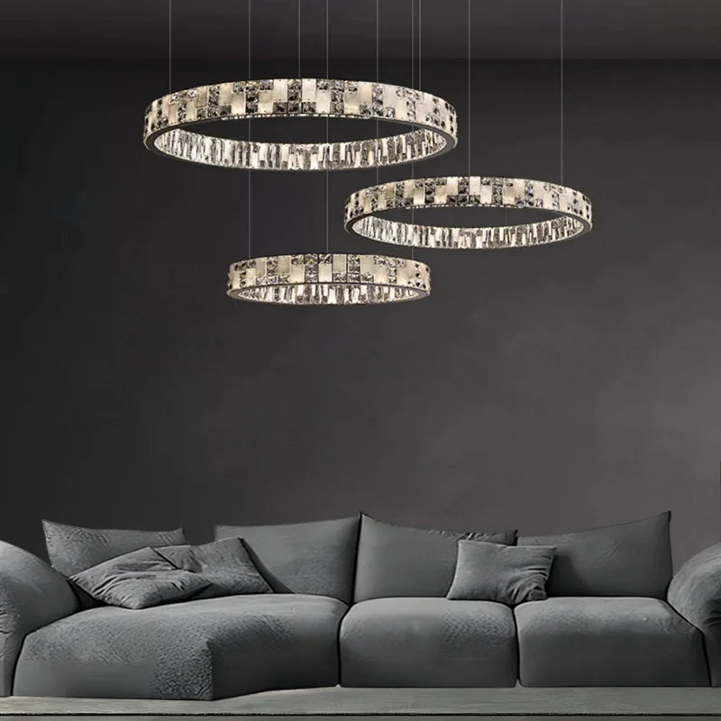 Afralia™ Crystal Lustre Circle Chandelier LED Lights - Modern Luxury Minimalism décor