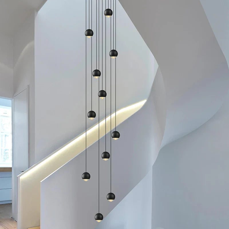 Afralia™ Globe Lens Metal Chandelier for Living Room Kitchen Bedroom Cafe Staircase Villa