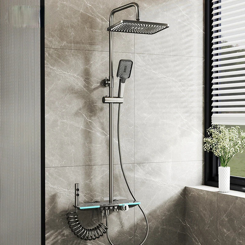 Afralia™ Smart Thermostatic Shower System with Digital Display and Booster Sprinkler.