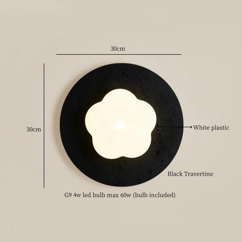 Afralia™ Wabi Sabi Black Travertine LED Wall Sconce for Home Living Lights