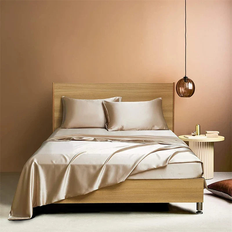 Afralia™ Satin Bed Sheet Set for Luxury High-End King Queen Twin Full Size Bed