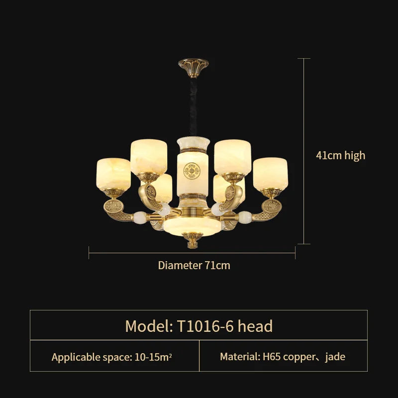 Afralia™ Jade Copper Chandelier: Luxury European Style for Living Room, Bedroom, Dining Room Lighting