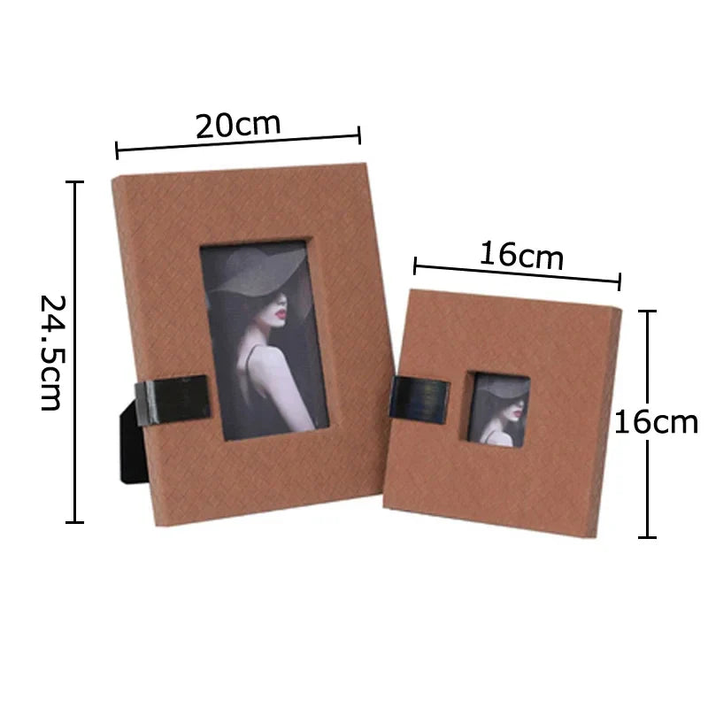 Afralia™ Leather Photo Frame | Modern Design Picture Frame Bedside Table & Desk Décor