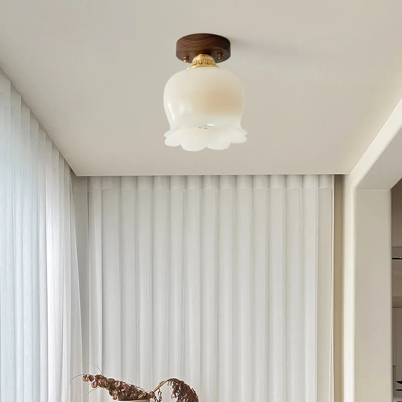 Afralia™ Walnut LED Ceiling Lamp Modern Indoor Lighting Fixture