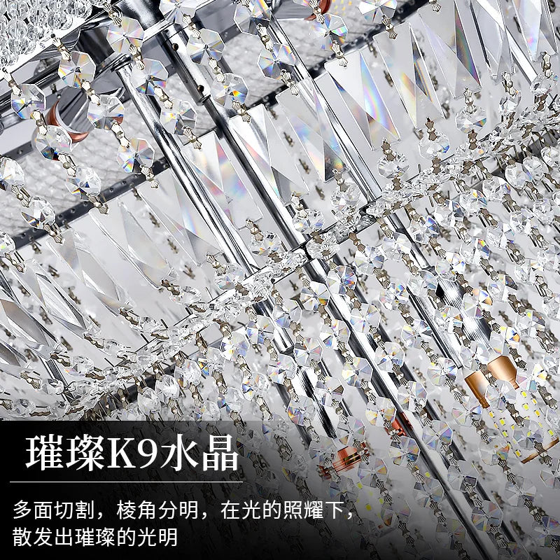 Afralia™ Luxury Loft Crystal Chandelier - Elegant Staircase European Style Large Chrome Pendant
