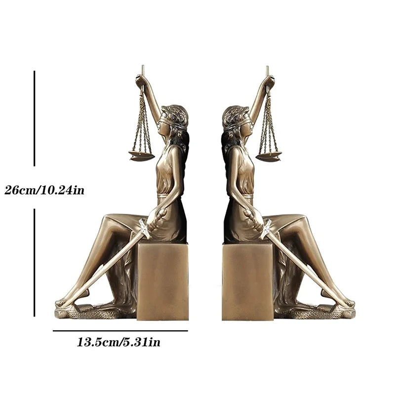 Afralia™ Justice Goddess Statue Bookends: Creative Home Decor for Study Room