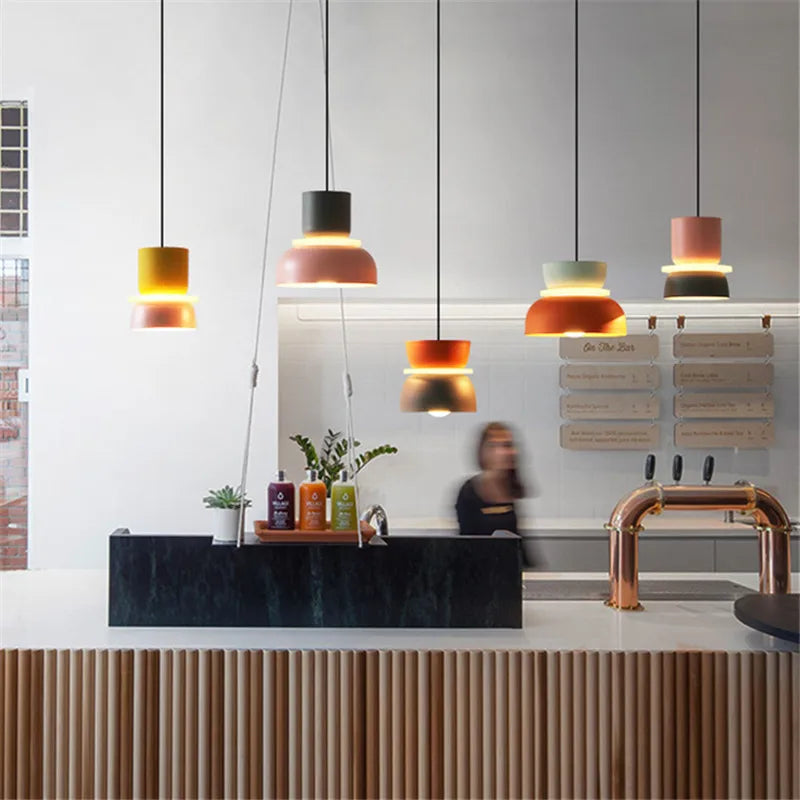 Afralia™ Modern Colorful LED Macaroon Hanging Light for Living Bedroom Bar Kitchen